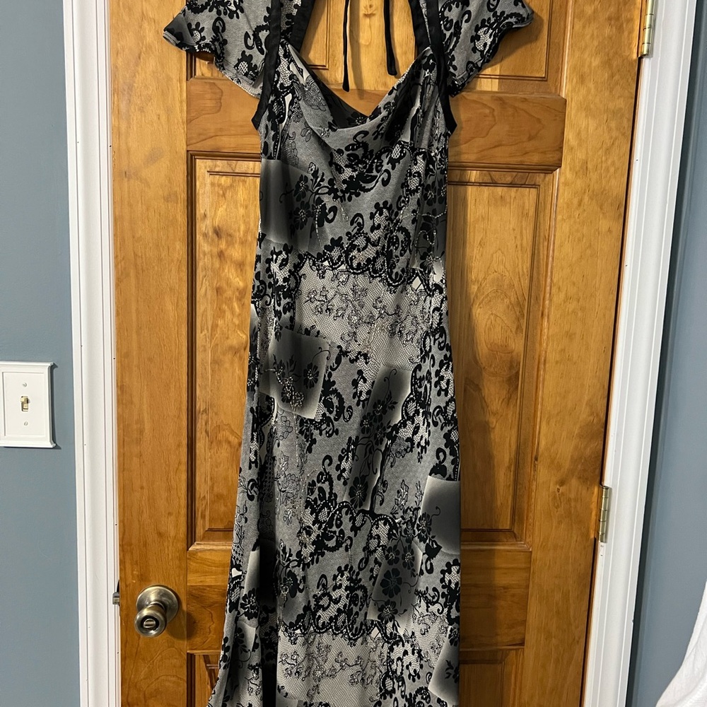 Elegant Black and Tan Floral  Women's Dress
